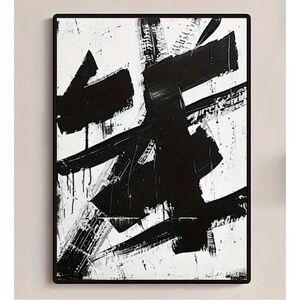 Modern Abstract Black & White Canvas Wall Art 12x16 Minimalist Home Decor
